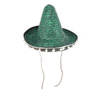 SUPVOX Cappello Messicano Sombrero in Paglia Pompon Verde 40 Cm per Feste a Tema Messicano Carnevale e Compleanni Adulti