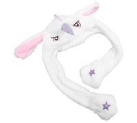 SUPVOX Cappello Unicorno di Peluche Orecchie Mobili che Saltano Copricapo Animale per Feste di Carnevale e Halloween Accessorio Costume Cappello da Cartone Animato 60 CM Bianco