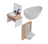 SUPVOX Casa delle Bambole Kit Realistico con Doccia Lavabo e Wc in Plastica e Legno per Gioco di Ruolo