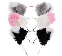 SUPVOX Cerchietto Orecchie da Gattino da Donna Set 3 Pezzi Accessori per Chioma Pelosi per Feste in Maschera Cosplay e Halloween Comodi e Morbidi per Uso Quotidiano