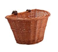 SUPVOX Cestino per Bicicletta Anteriore in Rattan Intrecciato a Mano per Ragazzo Ragazza, Cestino a Forma di d Staccabile in Salice Naturale, Resistente e Spazioso per Uso Outdoor e Decorazione Bici