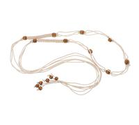SUPVOX Cintura da Donna Intrecciata Stile Bohemien in Lino Cotone e Legno Beige, Resistente e Non Facile da Rompere, per Feste di Compleanno e Riunioni di Famiglia