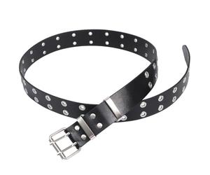 SUPVOX Cintura Donna Punk Style Doppia Serie di Occhielli in Pu e Ferro, Resistente e Dalla Lavorazione Raffinata, per Uso Quotidiano e Appuntamenti