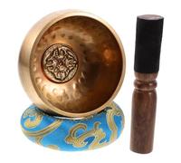SUPVOX Ciotola Tibetana in Rame Set per Meditazione Campana Sonora Decorativa Accessorio per Yoga Legno Pietre Levigate Regalo Spirituale per Donne e Uomini Altare Portatile