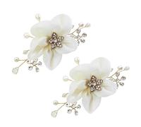 SUPVOX Clip per Scarpe da Sposa Accessori Decorativi Eleganti a Forma di Fiore Bianco in Lega e Pietre Decorative per Tacchi e Scarpe, per Matrimonio