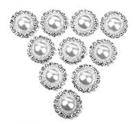 SUPVOX Bottoni Strass Bottoni Perla Gioiello per Artigianali Decorazione Fai da Te 10 Pezzi 15mm (Bianco)