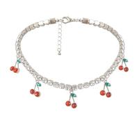 SUPVOX Collana Ciondolo Ciliegia Strass Elegante Catena da Collo Femminile Accessorio Versatile per Collo Regalo Romantico per Donna Gioiello Moda Raffinato