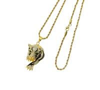 SUPVOX Collana da Donna Ciondolo Testa di Tigre con Strass Verde Catena Dorata per Clavicola Gioielli Creativi e alla Moda Regalo per Compleanni Matrimoni e Occasioni Speciali