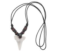 SUPVOX Collana da Uomo Dente di Squalo in Resina, Perline di Legno e Cordino Regolabile, Gioielli da Surfista Bohémien per Stile Avventuroso e Uso Quotidiano