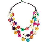 SUPVOX Collana Donna in Legno e Conchiglia di Cocco Intrecciata a Mano, Boho Chic Colorata Perline, Design Retro Elegante e Sicuro Adatto a Ogni Occasione