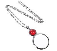 SUPVOX Collana Donna Lente d Ingrandimento Portatile Rosso in Lega di Zinco e Vetro, Pendente Funzionale per Lettura e Cucito
