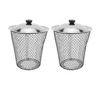 SUPVOX Contenitore per Compost in Metallo da Esterno con Coperchio, Bidone della Spazzatura da Giardino per Vermi, Set da 2 Pezzi con Aerazione Ottimizzata per Compostaggio nel Cortile