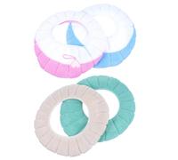 SUPVOX Copriwater in Peluche Acrilico Caldo 4 Pezzi Manico Lavorato a Maglia, Cuscini Morbidi e Lavabili per Sedile WC, Accessori Bagno Autunnali e Invernali Colore Casuale Stile Casuale