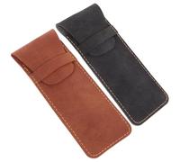 SUPVOX Custodia Protettiva per Penna in Pelle Pu Vintage, Set da 2 Pezzi (nero + Marrone), Astuccio Portapenne Doppio Leggero e Portatile, per Ufficio e Uso Quotidiano