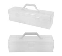 SUPVOX Custodia Trasparente per Pennelli con Manico, Cassetta Portautensili Portatile in Plastica Spessa, Organizer Salvaspazio per Materiali Artistici e Scolastici - Set 2 Pezzi,