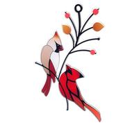 SUPVOX Decorazione a Forma di Volatile in Vetro Artistico Rosso Vetrata Appesa da Parete in Ferro e Vetro Ornamento Sospeso per Interni e Giardino Design Elegante e Duraturo