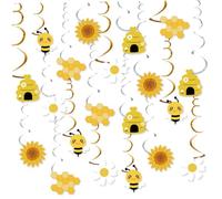 SUPVOX Decorazioni per Feste a Tema Api Set da 40 Pezzi Ciondoli a Spirale Sospesi a Forma di Ape, Decorazioni da Soffitto per Compleanni e Shower, Addobbi Festa Api per Interni