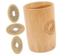 SUPVOX Divinazione I Ching con Secchio in bambù e Monete di Rame Cinese Strumento per Giochi di Predizione della Fortuna Accessorio Buddhista per Famiglie e Templi