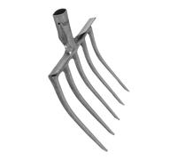 SUPVOX Forca da Giardino in Acciaio Nero 5 Denti, Testa di Forcella per Aratura e Allentamento Terreno Agricolo, Utensile Manuale per Orto e Campo, Montaggio Manico Legno, Uso Agricolo