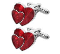 SUPVOX Gemelli da Polso a Forma di Cuore Rosso in Ottone Finitura Lucida Resistente per Eventi Formali e Occasioni Speciali Accessori Eleganti per Abiti da Uomo