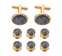 SUPVOX Gemelli da uomo e bottoni da smoking con intarsio in rame, design minimalista nero, 1 set per camicie eleganti e occasioni formali come eventi festivi
