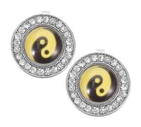 SUPVOX Gemelli da Uomo Tai Chi Strass, Copri Bottoni Decorativi in Metallo Resistente, Accessori per Camicie Formali e Feste, Design Elegante e Confortevole per Occasioni Professionali