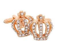 SUPVOX Gemelli per Camicia da Uomo e Donna Corona in Strass, Bottoni Gemelli Decorativi in Lega di Zinco, Set 2 Pezzi per Occasioni Formali e Matrimoni