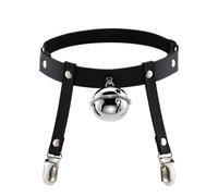 SUPVOX Giarrettiera Punk in Pelle Elastico Anello a Campana Grande Nero, Accessorio Gotico Regolabile per Club e Serate, Taglia Unica Comoda per Gambe