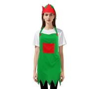 SUPVOX Grembiule Elfo di Natale con Cappuccio, Costume Cucina Festivo, Grembiule da Cuoco Regolabile per Adulti, Feste Natalizie, Catering e Party (Verde)