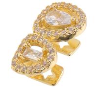 SUPVOX Griglia per Denti Hip Hop Doppia Zirconi Decorativi Cappucci in Rame per Cosplay e Feste Accessorio Moda Rapper per Adulti Design Cavo Oro