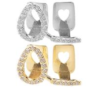 SUPVOX Griglie Dentali Dorate Placcate 2 Pezzi Design Cavo a Cuore e Diamanti, Dente Singolo Flessibile per Costume da Rapper e Feste Halloween, Gioielli per Denti Comodi e Facili