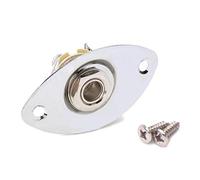 SUPVOX Jack piastra ovale per chitarra, in metallo, 1/4", ovale, presa jack da 6,35 mm, con 2 viti di fissaggio per chitarra elettrica, basso (argento)