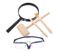 SUPVOX Kit di Scavo per Fossili di Dinosauri Martello in Legno Scalpello Spazzola Strumenti Mini per Scavi Scientifici per Ragazzo Kit di Scavo Archeologico per Ragazze e Ragazzi