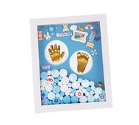 SUPVOX Kit per Impronte Mani e Piedi in Acrilico Oro per Ragazzo Ragazza, Cornice Portafoto Ricordo Supporto da Appoggio, Regalo Nascita e Battesimo Bimbo, Set Completo