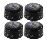 SUPVOX Manopole per Chitarra Elettrica in Gomma Nera Top in Abalone, Set da 4 Tappi Antiscivolo per Controllo Volume e Tono, Compatibili Amplificatori e Strumenti Audio Professionali