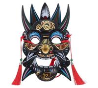 SUPVOX Maschera da opera tibetana intagliata a mano: maschera tradizionale asiatica per spettacoli e cosplay - Articoli per feste cinesi con opere d'arte etniche tribali dipinte