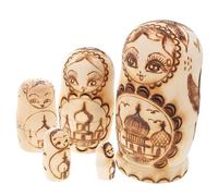 SUPVOX Matrioska Russa in Legno con Incisione Rilievo Motivo Aquila Bicefala Regalo Artigianale per Decorazione e Contenitore per Piccoli Oggetti