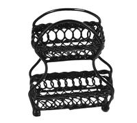 SUPVOX Mini Cesto Di Frutta Portafrutta Casa Modelli Di Mini Cestini Mini Cestino Di Vimini Cesto Di Frutta a 2 Livelli Mini Cestino Da Picnic Decorazione Mobili Per Bambole Black Metallo