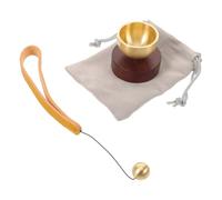 SUPVOX Mini Ciotola Tibetana Sonora in Ottone con Mazzuolo per Meditazione, Aromaterapia e Rilassamento, Decorazione Portatile in Legno Noce per Yoga e Purificazione Ambientale