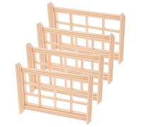 SUPVOX Mini Finestra in Legno Non Colorato 1/12 per Casa delle Bambole, Set 4 Pezzi di Mobili in Miniatura per Decorazione Scenica, Accessori Fai da Te e Giochi Creativi