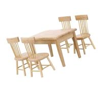 SUPVOX Miniature Table and Chairs Set for Dollhouse Scale Wooden Furniture Chic Decor for Kids Rooms and Home Set Table Chairs