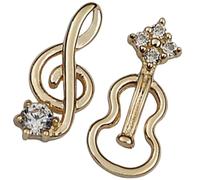 SUPVOX Orecchini a Forma di Violino Asimmetrici in Lega Note Musicali e Zirconi Scintillanti, Piccoli Gioielli Musicali da Donna per Uso Quotidiano e Regali per Amanti della Musica