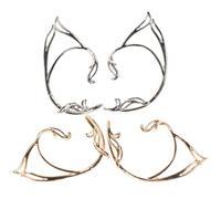 SUPVOX Orecchini da Fata senza Piercing 4 Pezzi in Argento e Oro Minimalisti per Donna e Adolescente Ear Cuff a Polsino Taglia Unica per Feste e Uso Quotidiano