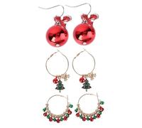 SUPVOX Orecchini Natalizi a Campana Ciondolo Set da 3 Paia di Orecchini Eleganti Design Creativo per Donna Accessori Delicati per Feste di Natale e Regali Festivi