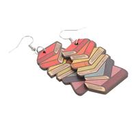SUPVOX Orecchini Pendenti in Legno a Forma di Libro per Insegnanti e Studenti, Gioielli Unici la Stagione delle Lauree, Accessori Espressivi e Artigianali per Amanti della Lettura