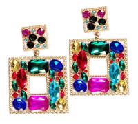 SUPVOX Orecchini Pendenti Quadrati Colorati con Pietre Decorative Grandi per Donna Gioielli alla Moda Design Geometrico Audace Comodi da Indossare per Occasioni Importanti e Uso