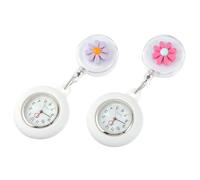 SUPVOX Orologio da Tasca per Infermieri Little Daisy in Silicone Alimentare, Set 2 Pezzi Cronometro, Design a Margherita Color Rosa e Viola, Orologio da Torace Pratico e Resistente