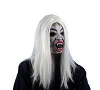 SUPVOX Parrucca Bianca da Halloween in Poliestere per Donna e Uomo, Stile Spaventoso e Dritto, Accessorio per Mascherate e Prank