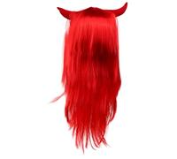 SUPVOX Parrucca Costume Diavolo con Corna Rosse in Pet, Morbida ed Elastica, Facile da Indossare per Party Cosplay e Halloween