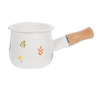 SUPVOX Pentolino per Latte Smaltato Mini Manico in Legno, Casseruola Multifunzione per Cucina, Adatto per Salse, Alimenti per Ragazzo Ragazza e Riscaldamento, Facile da Pulire,